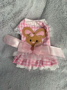Pink Gingham Bunny Appliqué Pet Dress with Bow